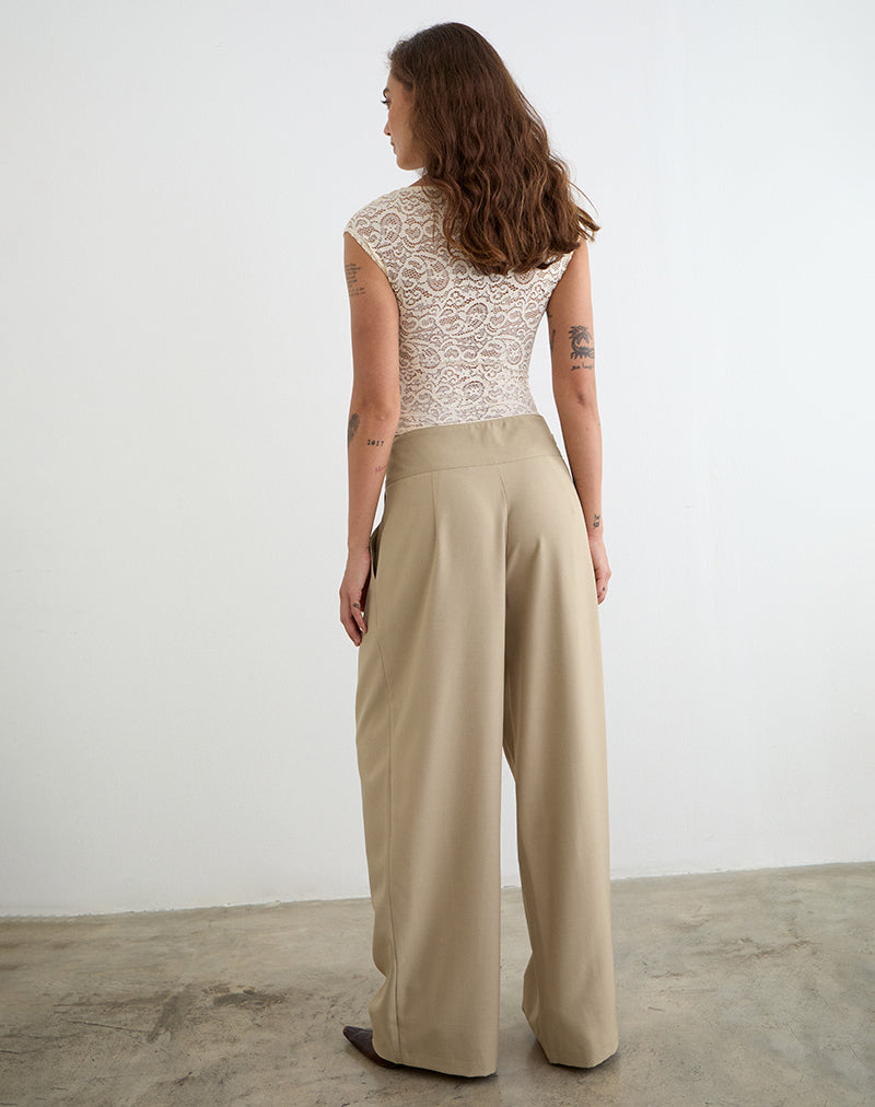 Berdine Wide Leg Trouser in Tailoring Beige