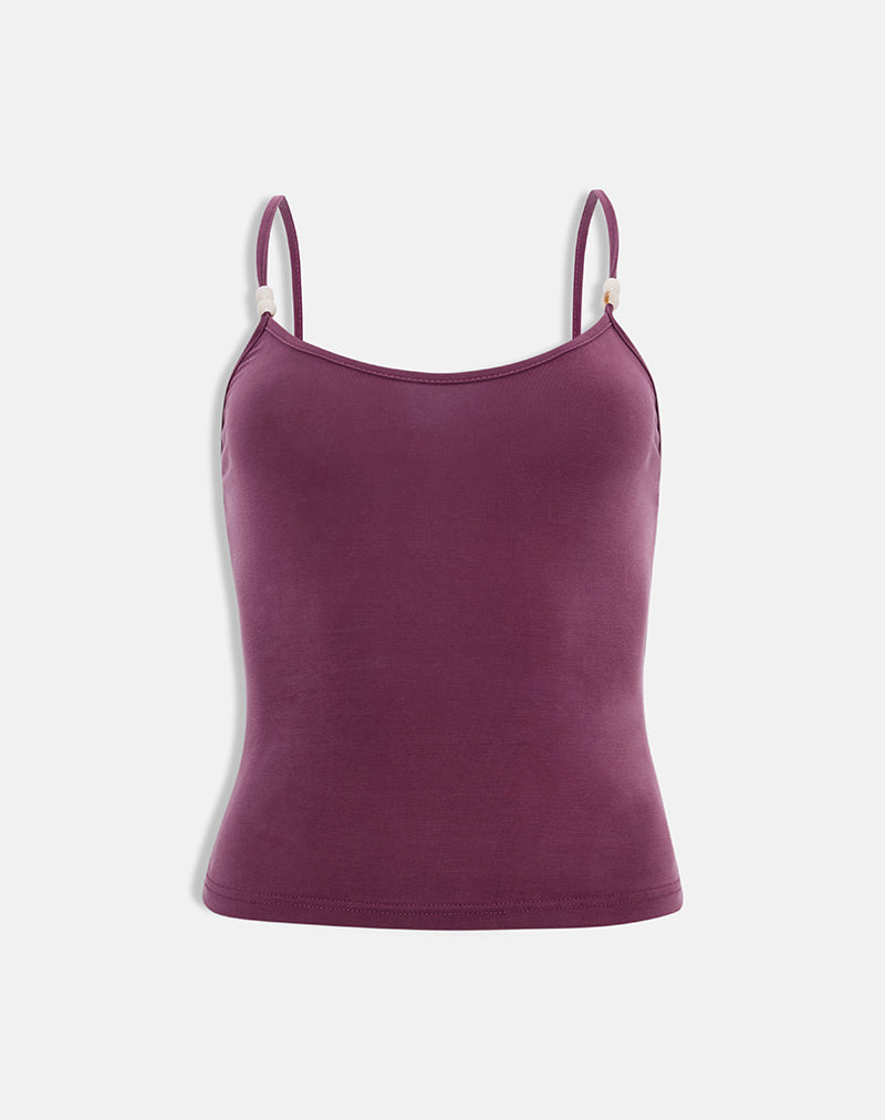 Betony Top with Beads in Cupro Deep Purple
