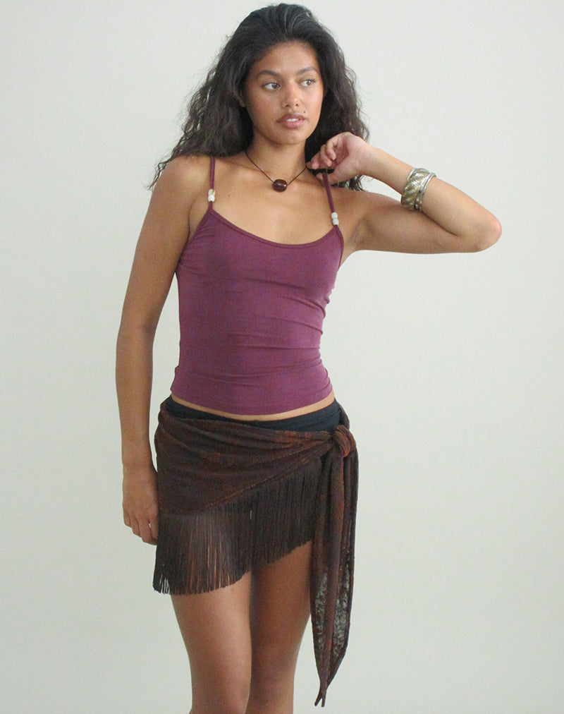 Betony Top with Beads in Cupro Deep Purple