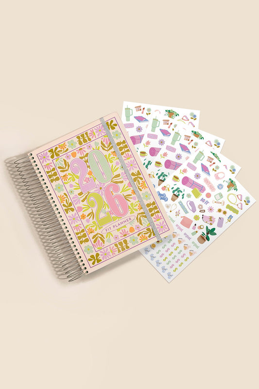 2026 Fit Planner + Stickers - Multicolor Floral