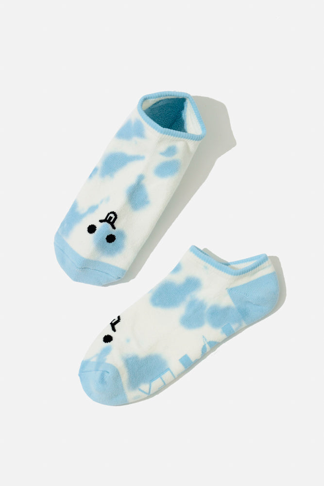 Silly Face Low Rise Socks - Blue Tie Dye