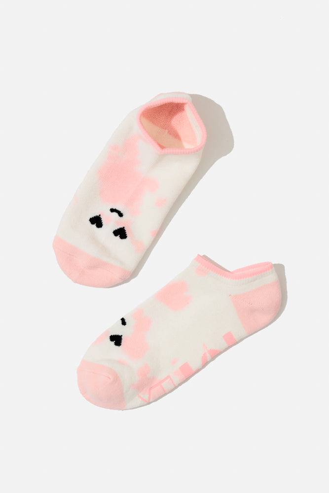 Heart Eyes Low Rise Socks - Pink Tie Dye