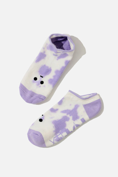 Meh Face Low Rise Socks - Purple Tie Dye
