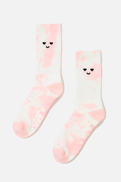 Heart Eyes Mid-Calf Gym Socks - Pink Tie Dye