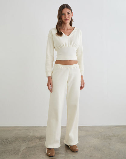Bigail V Neck Jumper in Winter White