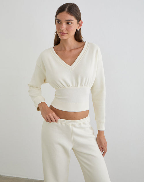 Bigail V Neck Jumper in Winter White