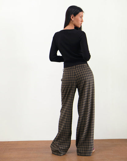 Binar Trouser in Dark Brown Check