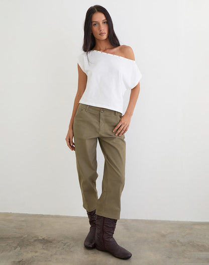 Bizzy Top with Studded Neckline in Off White