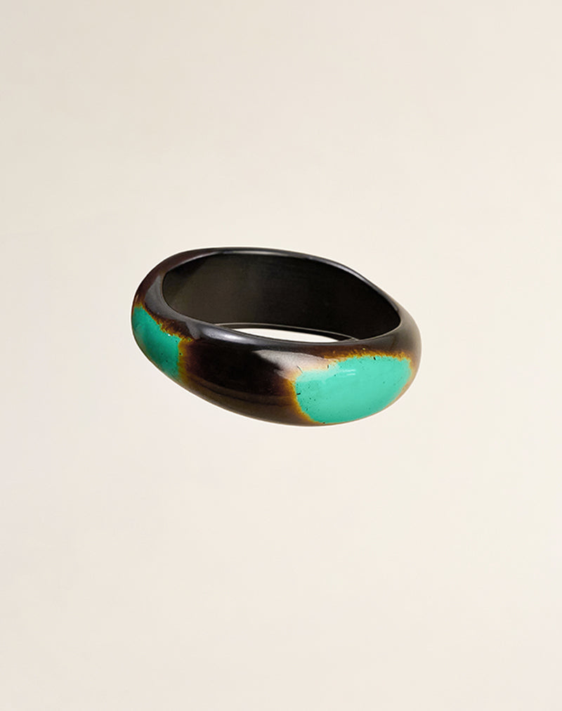 Black and Turquoise Wooden Bangle