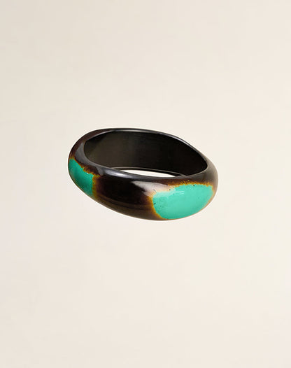 Black and Turquoise Wooden Bangle