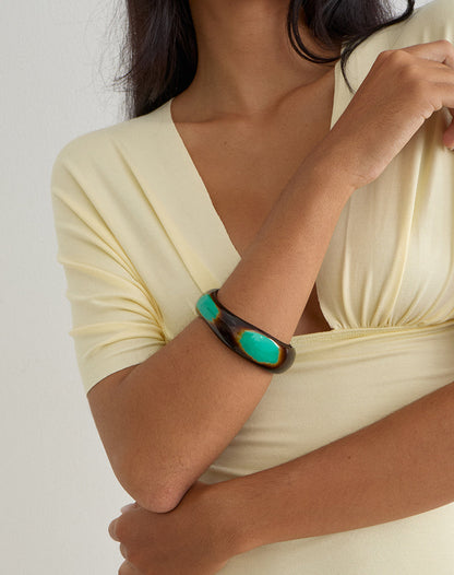 Black and Turquoise Wooden Bangle