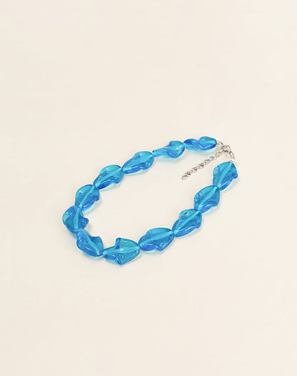 Blue Glass Beaded Necklace