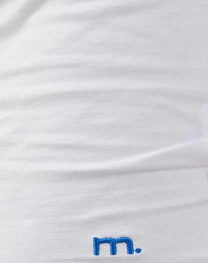 Bonija Long Sleeve Top in White with Cobalt Binding
