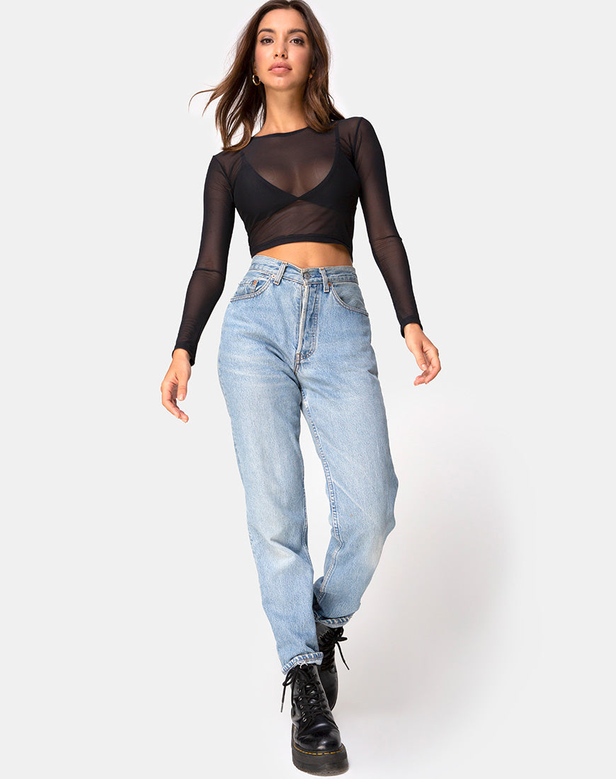 Bonnie Crop Top in Black Net
