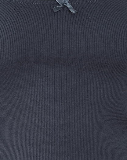 Bovillo Cap Sleeve Top in Ocean Storm Ribbed Jersey