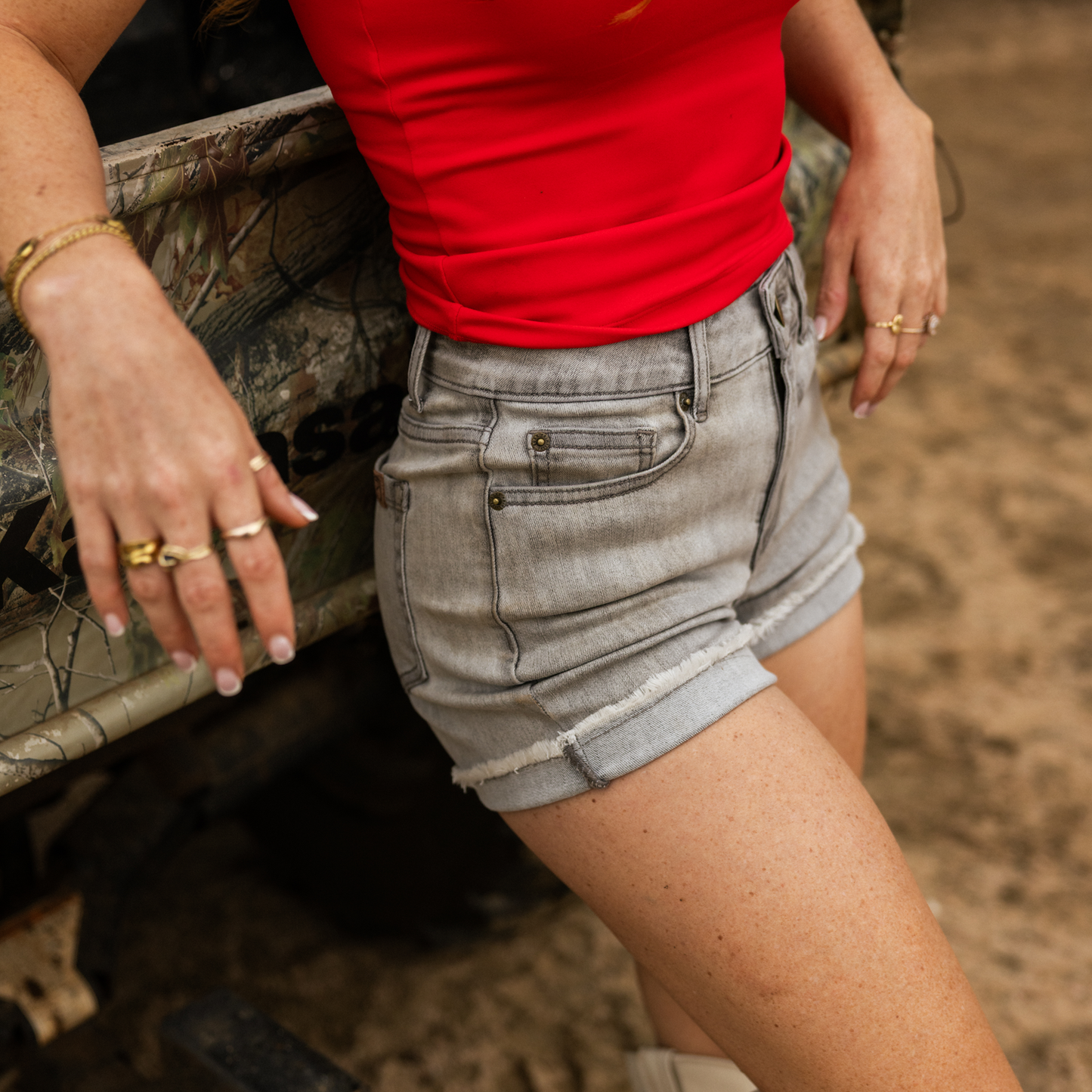 FLEX Stretchy Jean Short (Light Grey Wash)