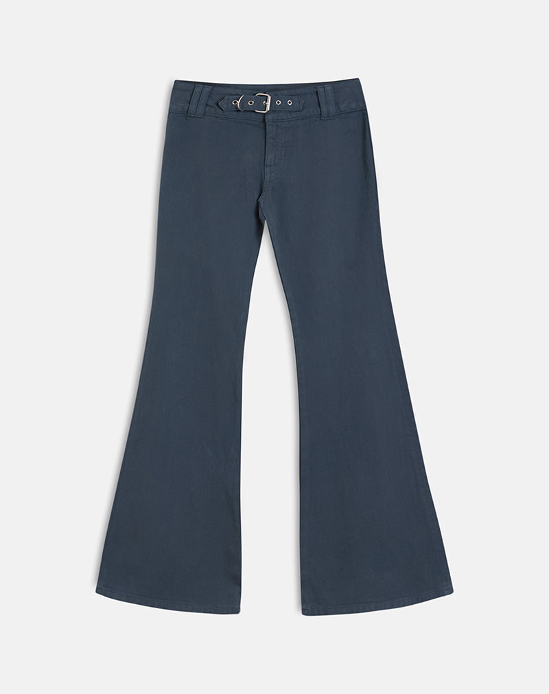 Buckle Flare Trouser in Air Force Blue