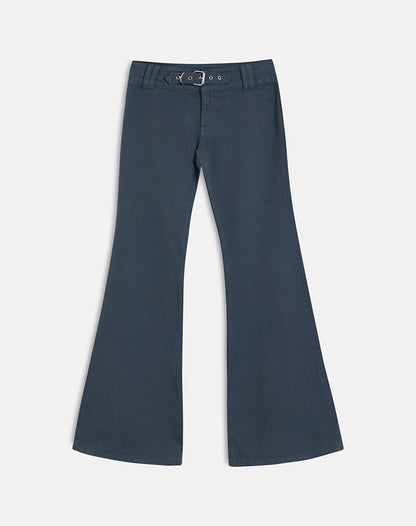 Buckle Flare Trouser in Air Force Blue