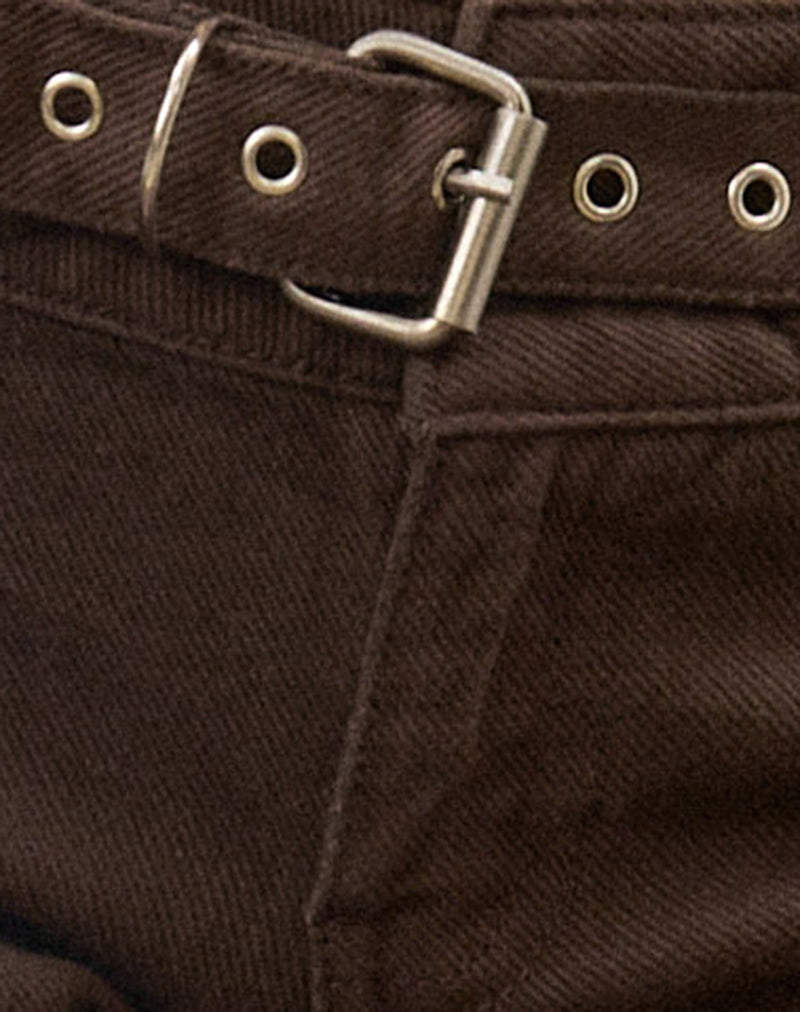 Buckle Flare Trouser in Dark Brown