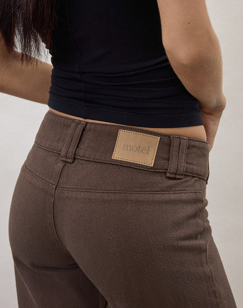 Buckle Flare Trouser in Dark Brown