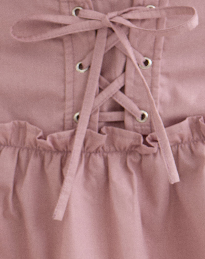 Buffy Mini Skirt with Eyelets in Poplin Dusty Rose