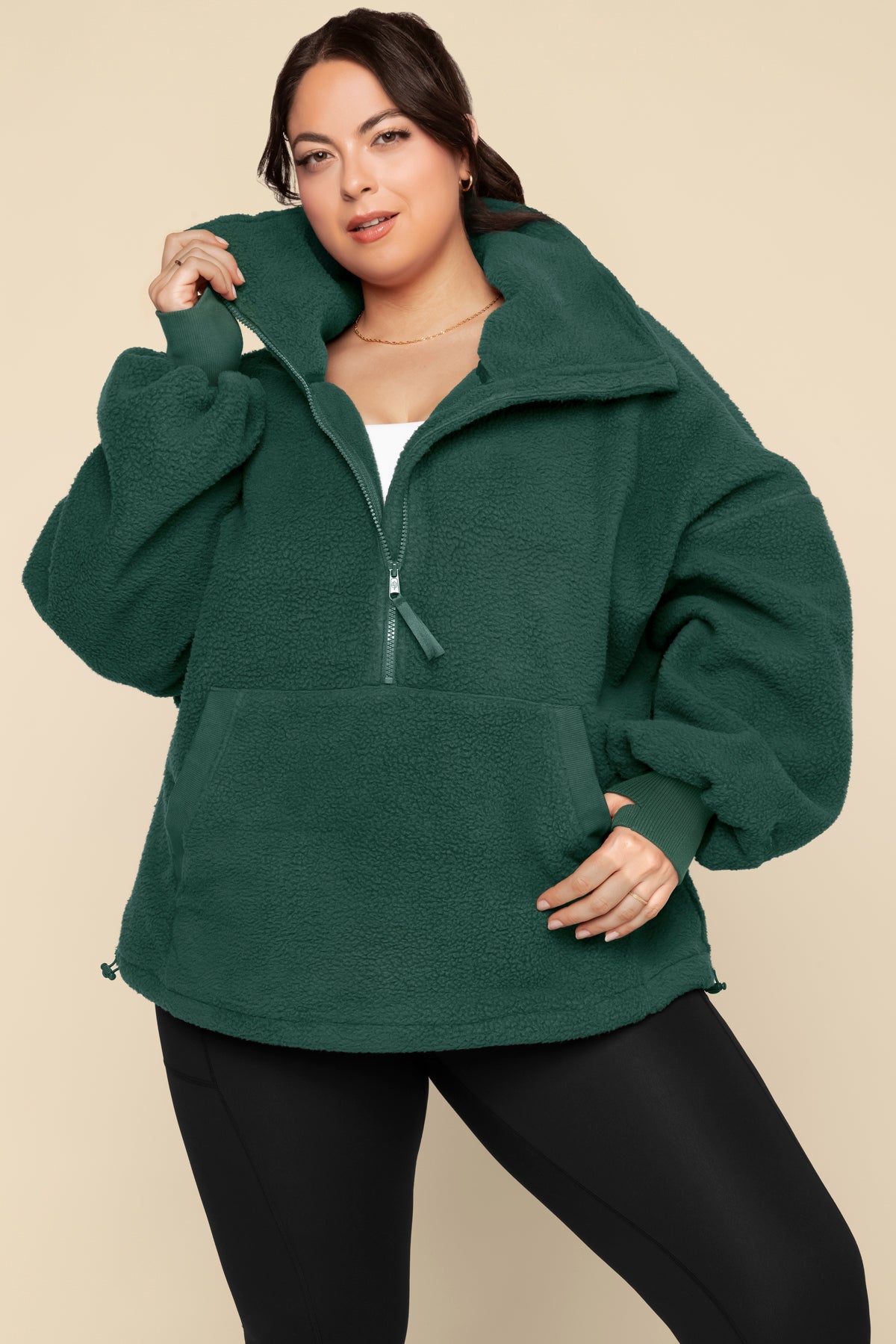Big Hug Fleece Half Zip Sweater - Pine