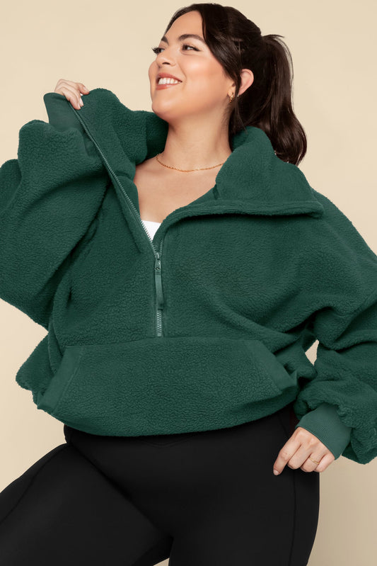 Big Hug Fleece Half Zip Sweater - Pine