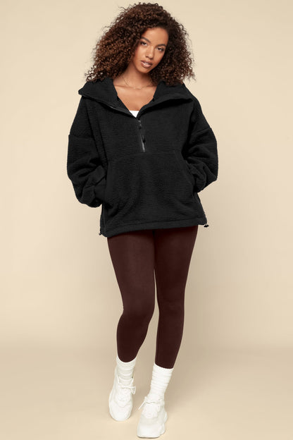 Big Hug Fleece Half Zip Sweater - Black