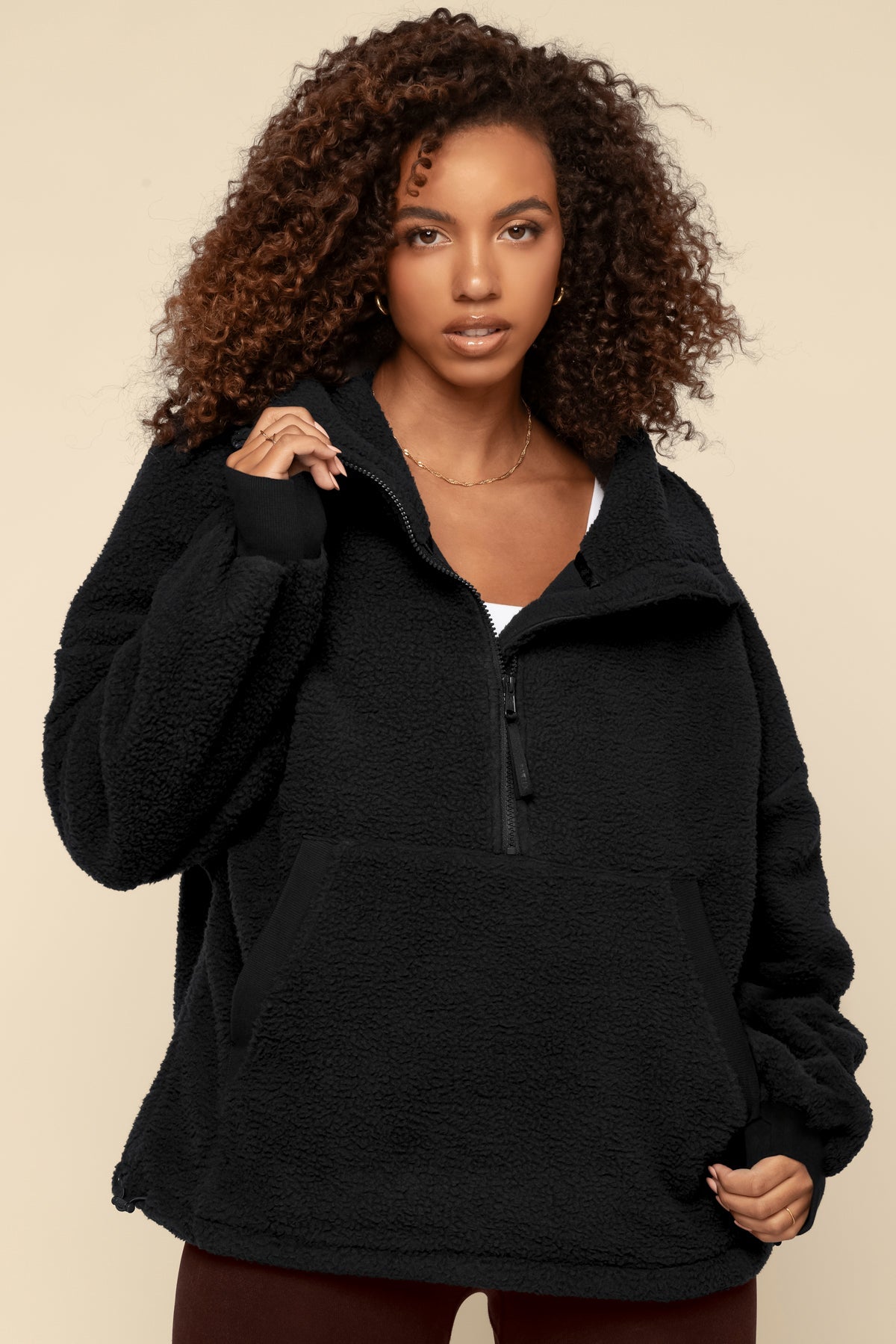Big Hug Fleece Half Zip Sweater - Black
