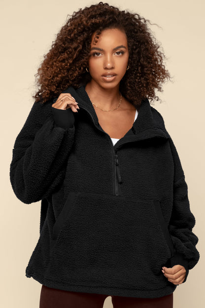 Big Hug Fleece Half Zip Sweater - Black