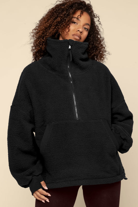 Big Hug Fleece Half Zip Sweater - Black