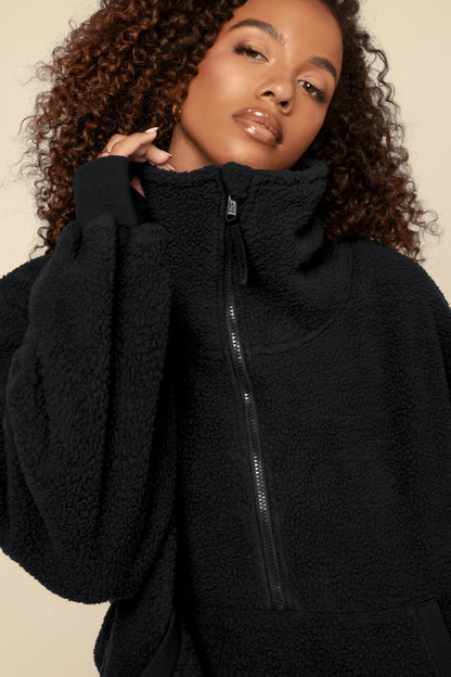 Big Hug Fleece Half Zip Sweater - Black