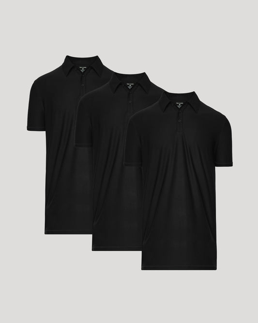 Black Tall Active Polo 3-Pack