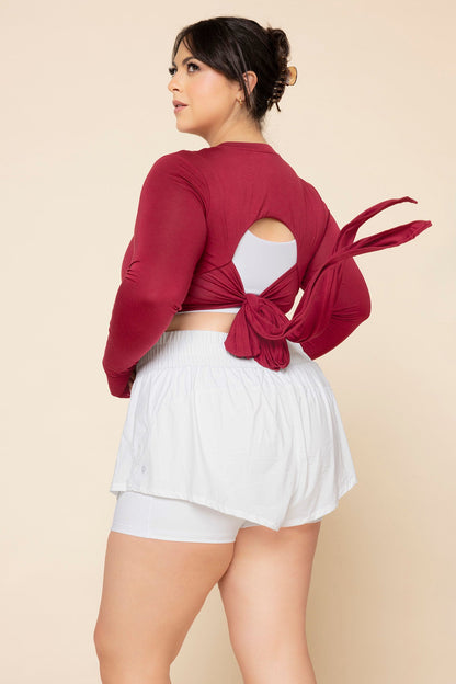 Bow Back Reversible Long Sleeve Top - Ruby