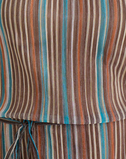 Brienne Top in Blue and Brown Shimmer Sheer Plisse