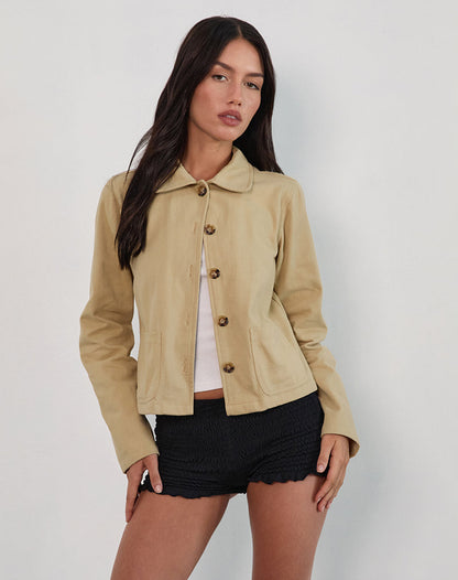 Calva Boxy Jacket in Tan