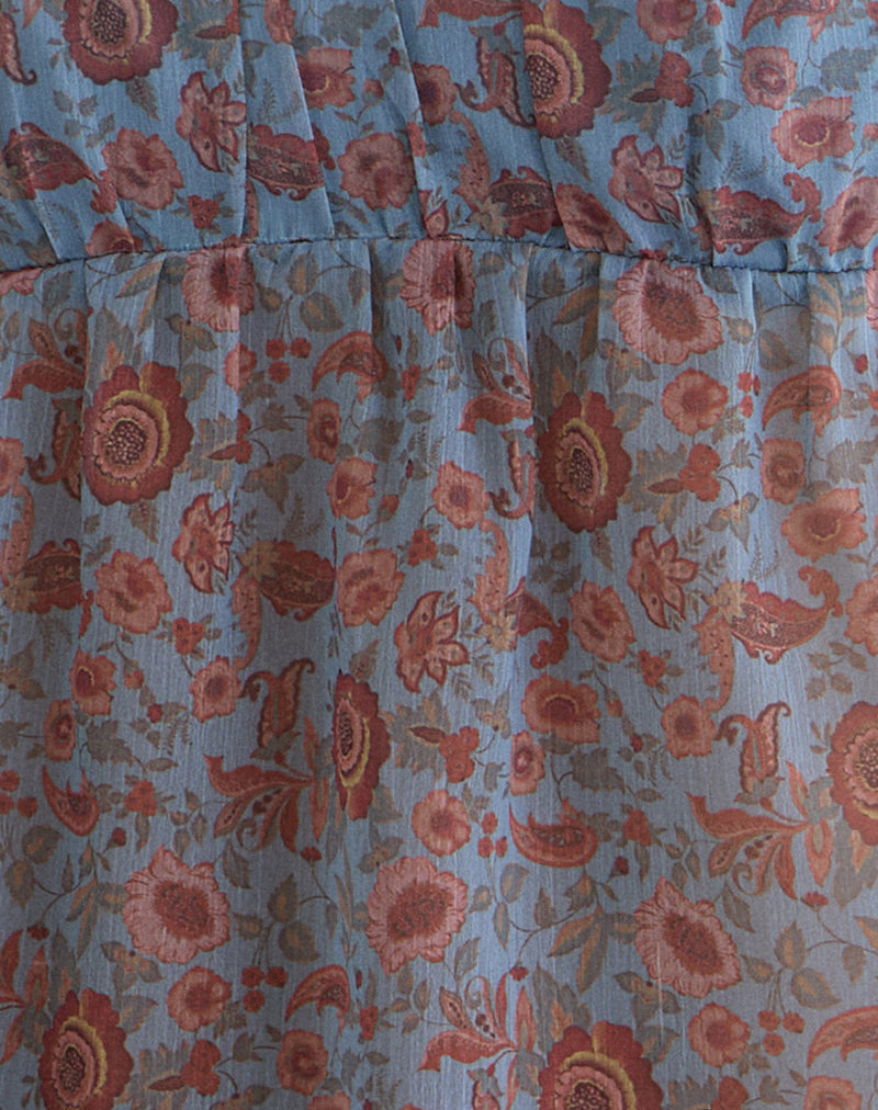 Camden Cami Top in Shadow Blossom Blue Chiffon
