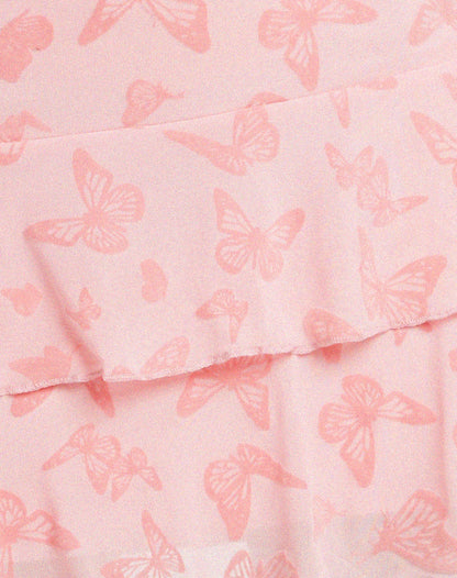 Camila Mini Skirt in Butterfly Pink Flock