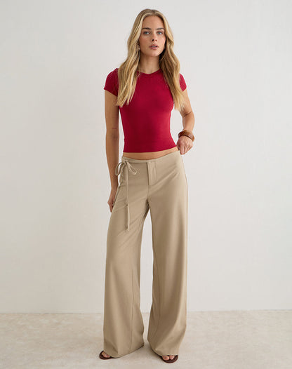 Cash High V Neck Top in Adrenaline Red