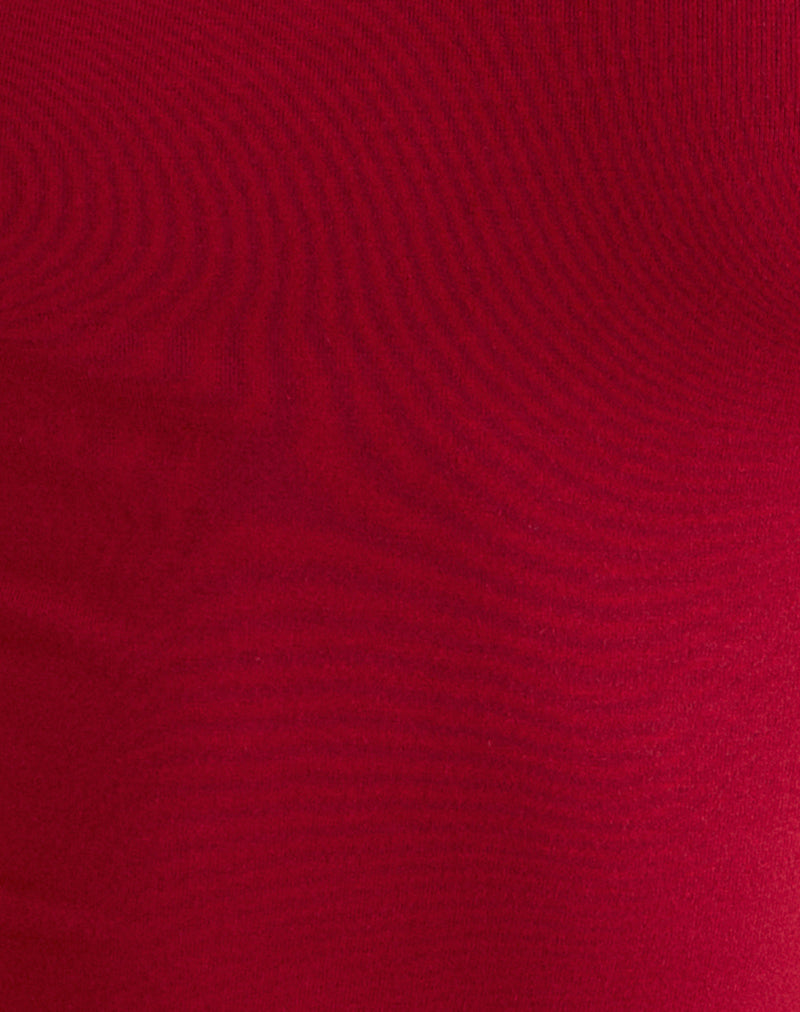 Cash High V Neck Top in Adrenaline Red