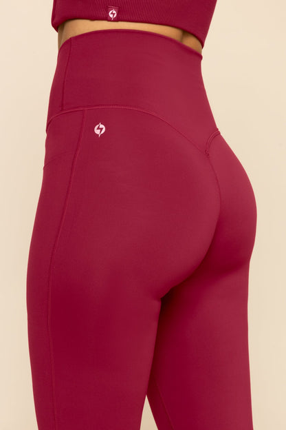 Crisscross Hourglass® Flared Legging with Pockets - Ruby