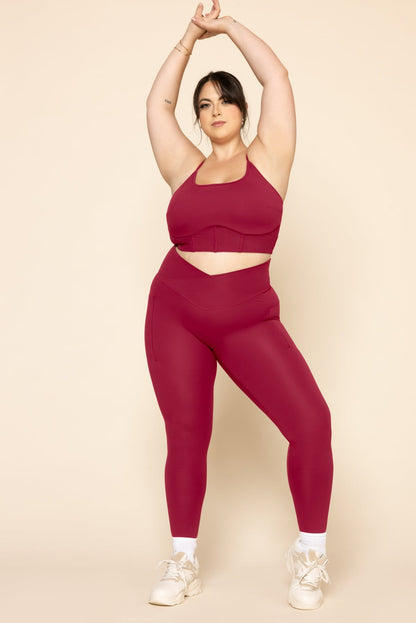 Crisscross Hourglass® Legging with Pockets - Ruby