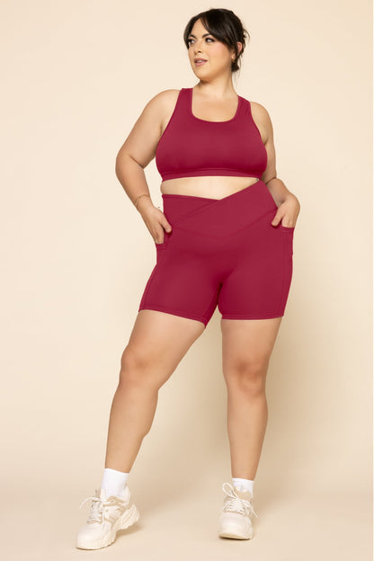 Crisscross Hourglass® Midi Shorts with Pockets - Ruby