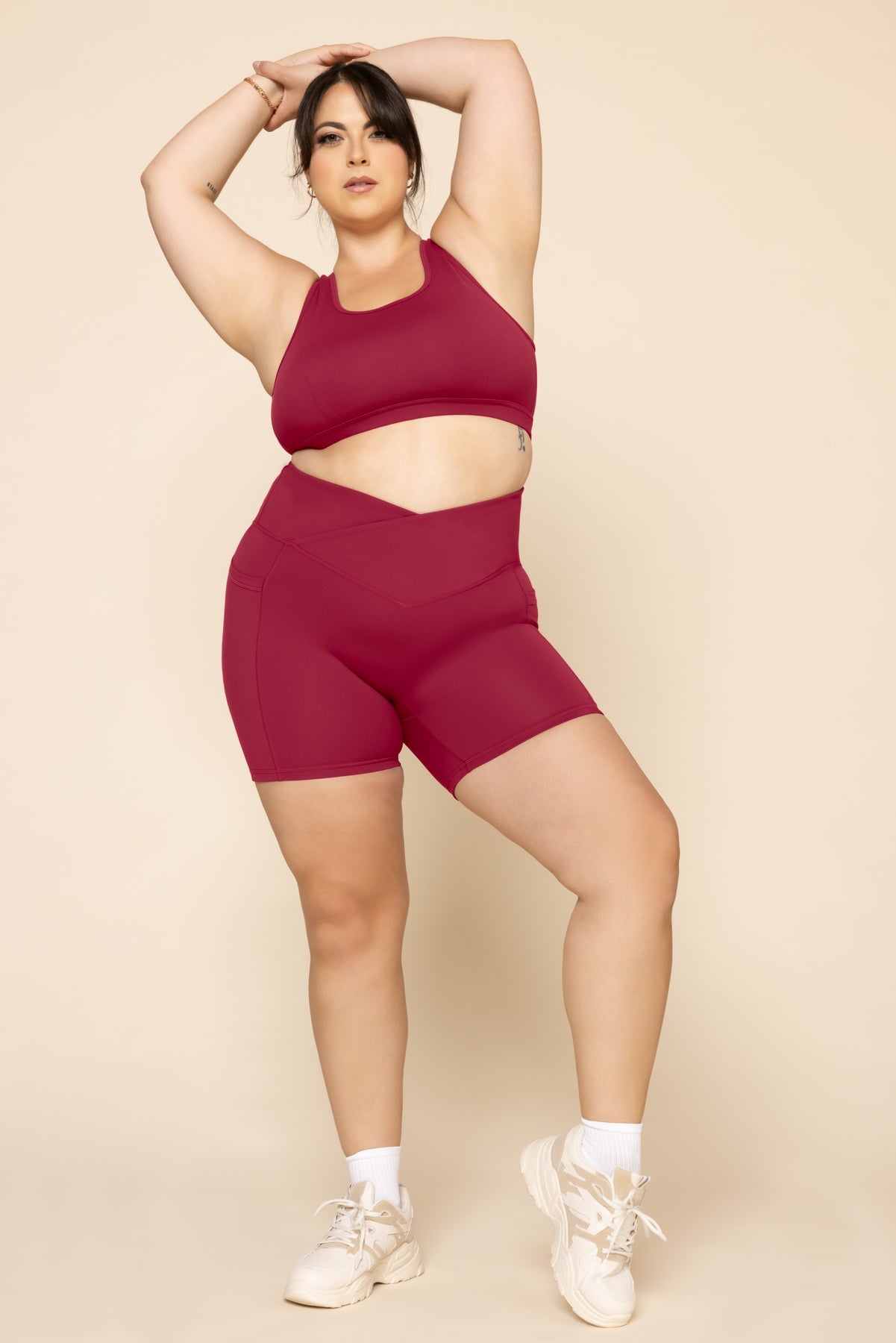 Crisscross Hourglass® Midi Shorts with Pockets - Ruby