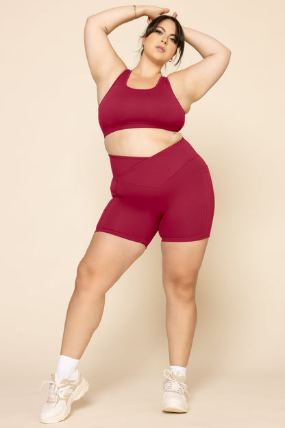 Crisscross Hourglass® Midi Shorts with Pockets - Ruby