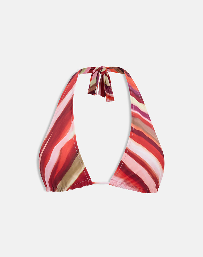 Cerry Bikini Top in Wiggle Sunset Pink and Red