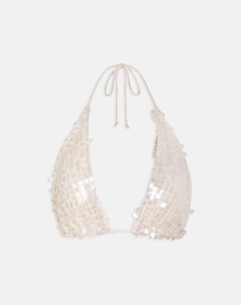 Cerry Top in Sequin Crochet Cream