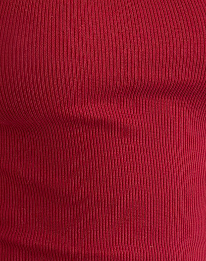 Chacha Ribbed Top in Adrenaline Red with Lace Trim