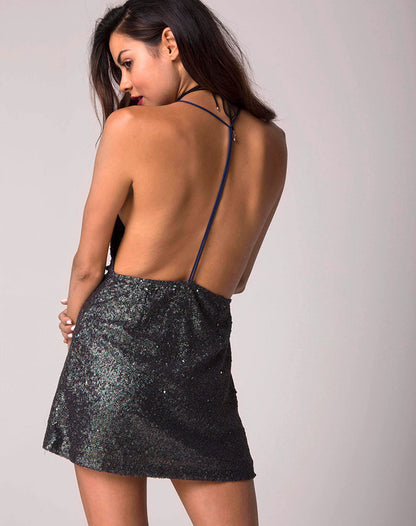 Cindy Mini Dress in Galaxy Twinkle Sequin