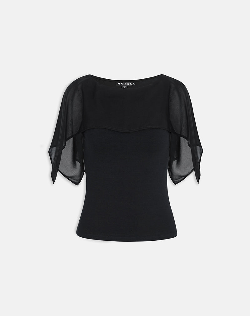 Cirata Top in Rayon Jersey Chiffon Black